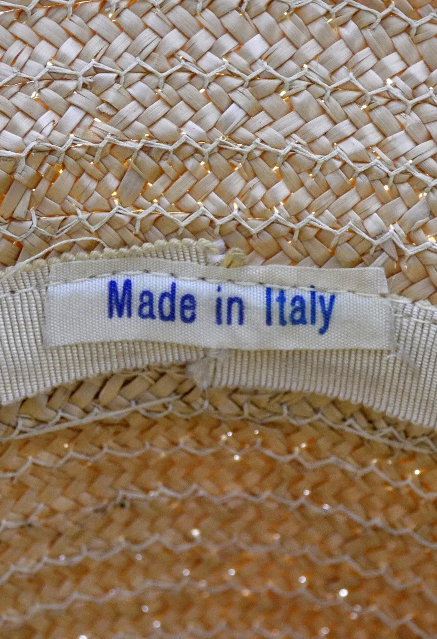 Island Raffia Fringe vintage Straw wide brimmed hat Made in Italy SOLD